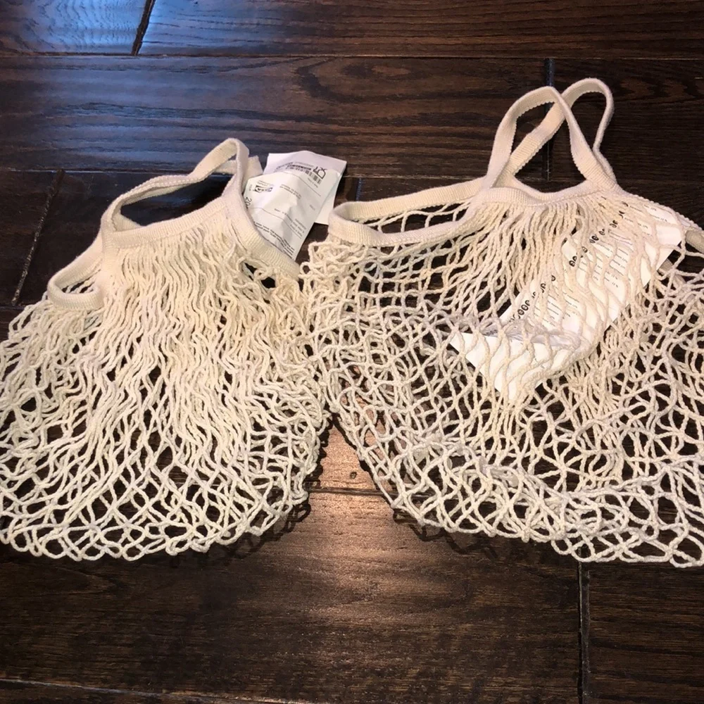 IKEA KUNGSFORS set of natural mesh reusable sustainable bags